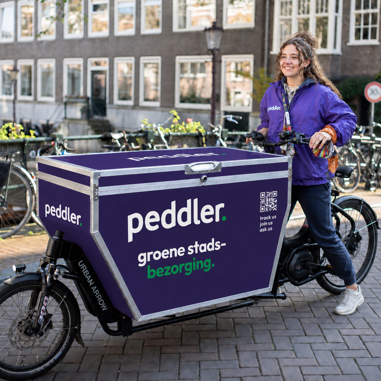 Peddler cargo bike rider in Amsterdam